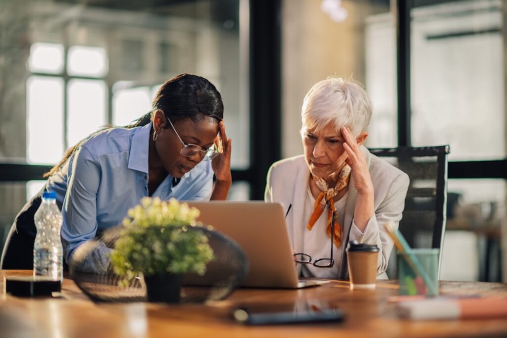 Frustrated businesswomen